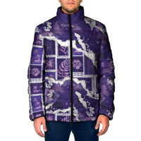 Hawaii Japanese Culture Purple Padded Jacket Spring Cranes Aloha Pattern