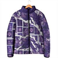 Hawaii Japanese Culture Purple Padded Jacket Spring Cranes Aloha Pattern
