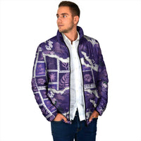 Hawaii Japanese Culture Purple Padded Jacket Spring Cranes Aloha Pattern