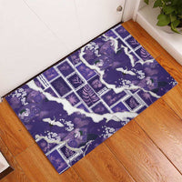 Hawaii Japanese Culture Purple Rubber Doormat Spring Cranes Aloha Pattern