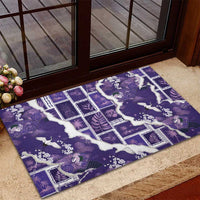 Hawaii Japanese Culture Purple Rubber Doormat Spring Cranes Aloha Pattern