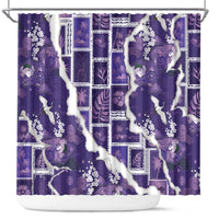 Hawaii Japanese Culture Purple Shower Curtain Spring Cranes Aloha Pattern
