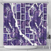 Hawaii Japanese Culture Purple Shower Curtain Spring Cranes Aloha Pattern