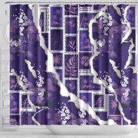Hawaii Japanese Culture Purple Shower Curtain Spring Cranes Aloha Pattern