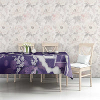 Hawaii Japanese Culture Purple Tablecloth Spring Cranes Aloha Pattern