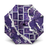 Hawaii Japanese Culture Purple Umbrella Spring Cranes Aloha Pattern