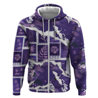Hawaii Japanese Culture Purple Zip Hoodie Spring Cranes Aloha Pattern LT01 Zip Hoodie Purple - Polynesian Pride