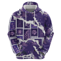Hawaii Japanese Culture Purple Zip Hoodie Spring Cranes Aloha Pattern LT01 - Polynesian Pride