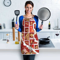 Hawaii Japanese Culture Red Apron Spring Cranes Aloha Pattern