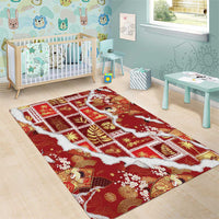 Hawaii Japanese Culture Red Area Rug Spring Cranes Aloha Pattern LT01 - Polynesian Pride