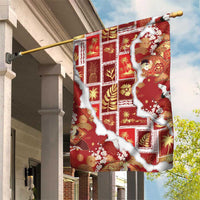 Hawaii Japanese Culture Red Garden Flag Spring Cranes Aloha Pattern LT01 House Flag Red - Polynesian Pride