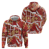 Hawaii Japanese Culture Red Hoodie Spring Cranes Aloha Pattern LT01 - Polynesian Pride