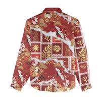 Hawaii Japanese Culture Red Women Casual Shirt Spring Cranes Aloha Pattern LT01 - Polynesian Pride