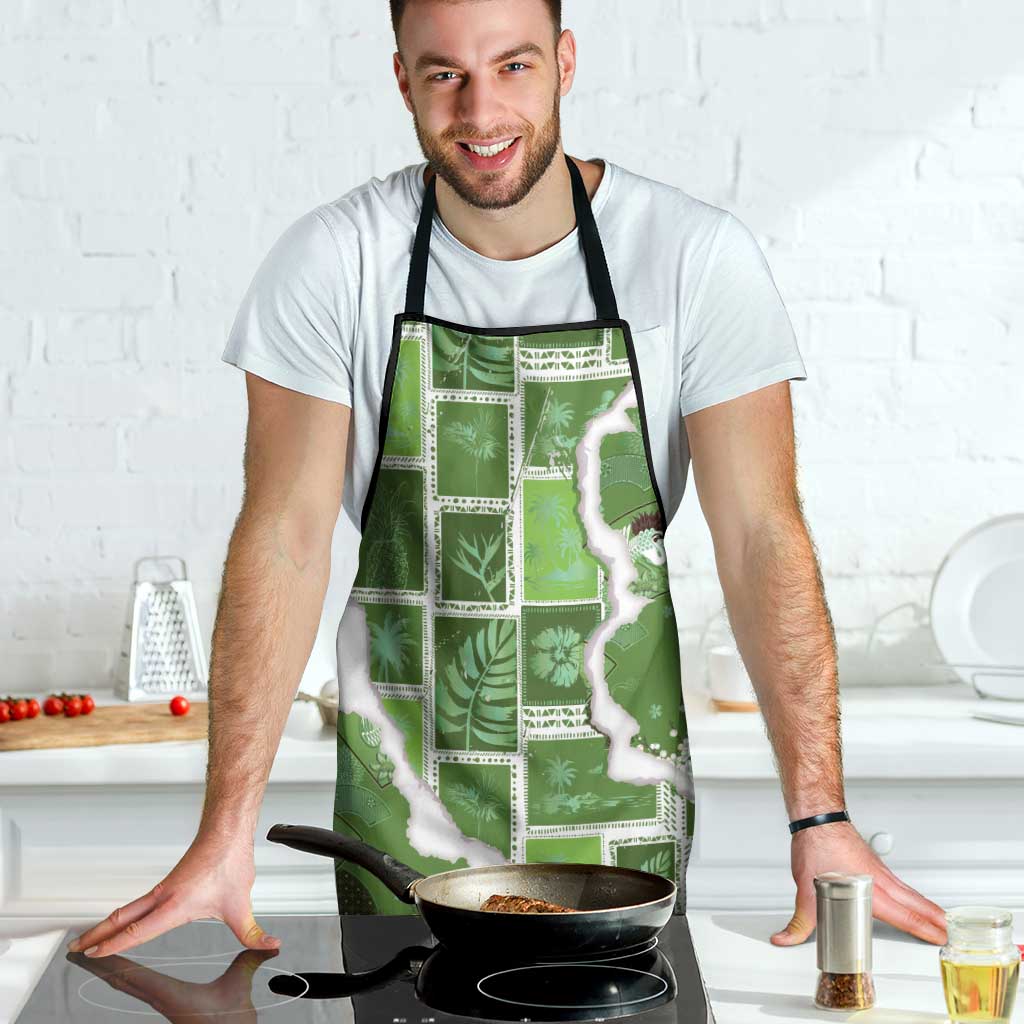 Hawaii Japanese Culture Sage Green Apron Spring Cranes Aloha Pattern