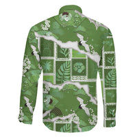 Hawaii Japanese Culture Sage Green Family Matching Off Shoulder Maxi Dress and Hawaiian Shirt Spring Cranes Aloha Pattern LT01 - Polynesian Pride