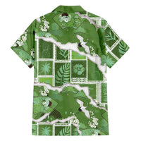 Hawaii Japanese Culture Sage Green Family Matching Short Sleeve Bodycon Dress and Hawaiian Shirt Spring Cranes Aloha Pattern LT01 - Polynesian Pride