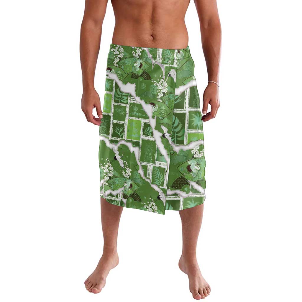 Hawaii Japanese Culture Sage Green Lavalava Spring Cranes Aloha Pattern LT01 Sage - Polynesian Pride