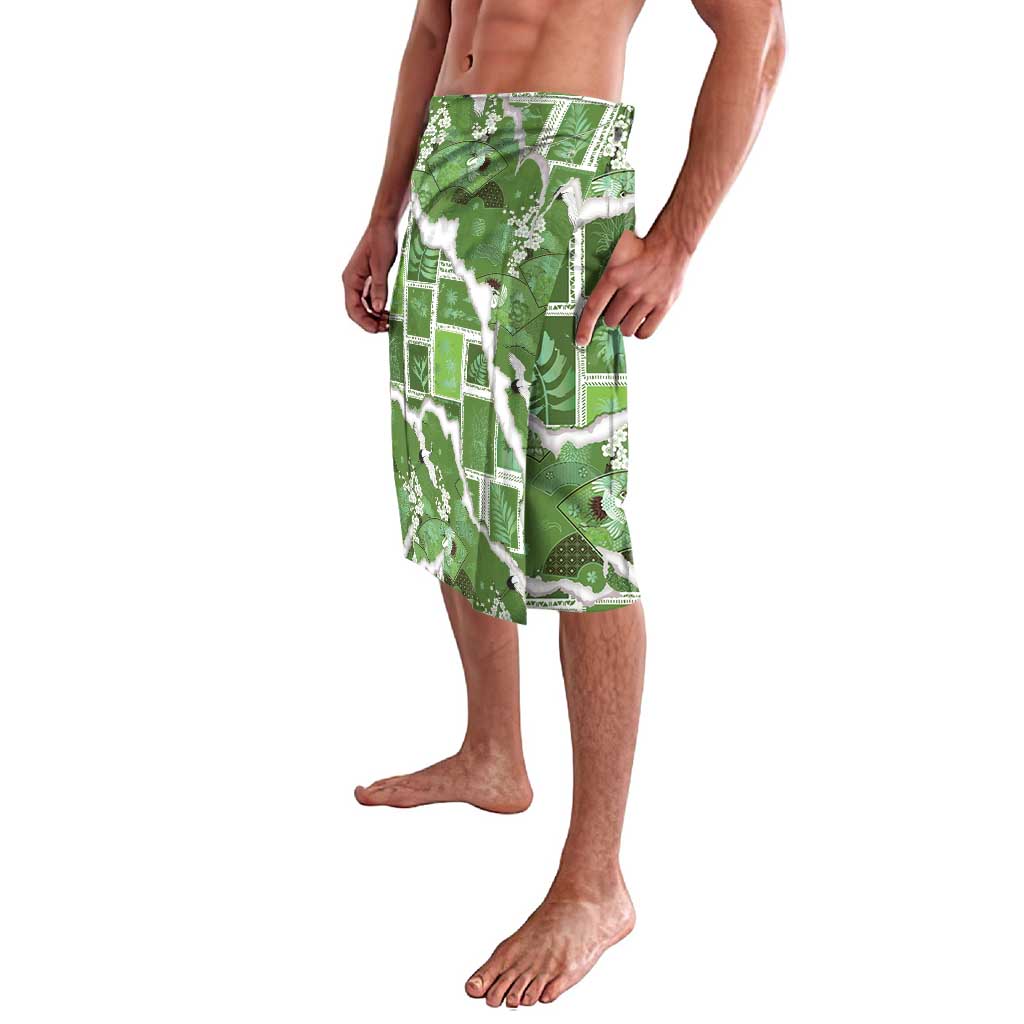 Hawaii Japanese Culture Sage Green Lavalava Spring Cranes Aloha Pattern LT01 - Polynesian Pride