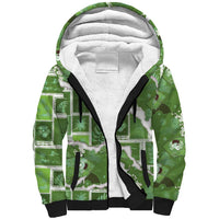 Hawaii Japanese Culture Sage Green Sherpa Hoodie Spring Cranes Aloha Pattern LT01 Unisex Sage - Polynesian Pride