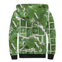 Hawaii Japanese Culture Sage Green Sherpa Hoodie Spring Cranes Aloha Pattern LT01 - Polynesian Pride