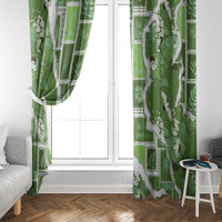 Hawaii Japanese Culture Sage Green Window Curtain Spring Cranes Aloha Pattern LT01 - Polynesian Pride