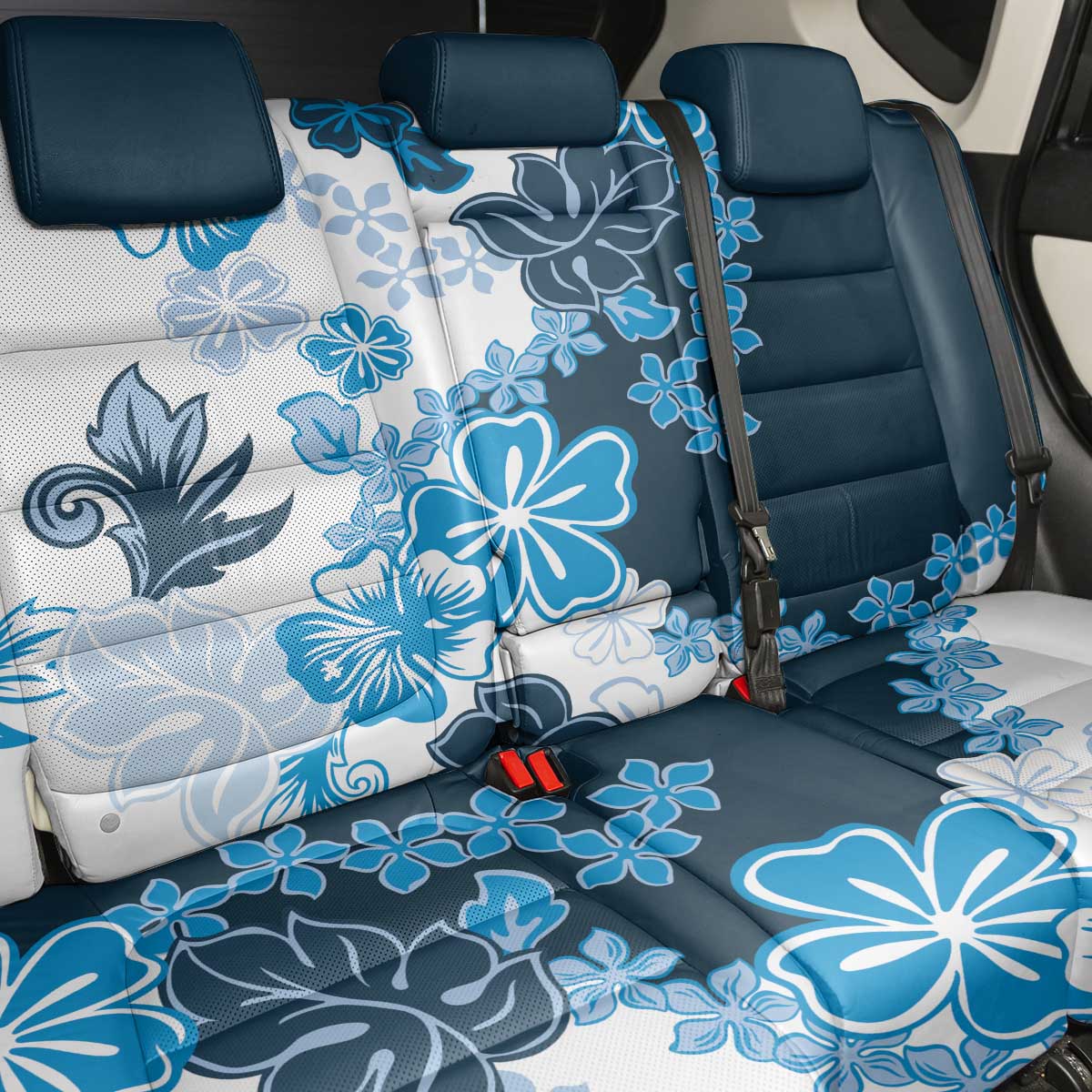 Blue Hibiscus Plumeria Floral Back Car Seat Cover LT01 - Polynesian Pride
