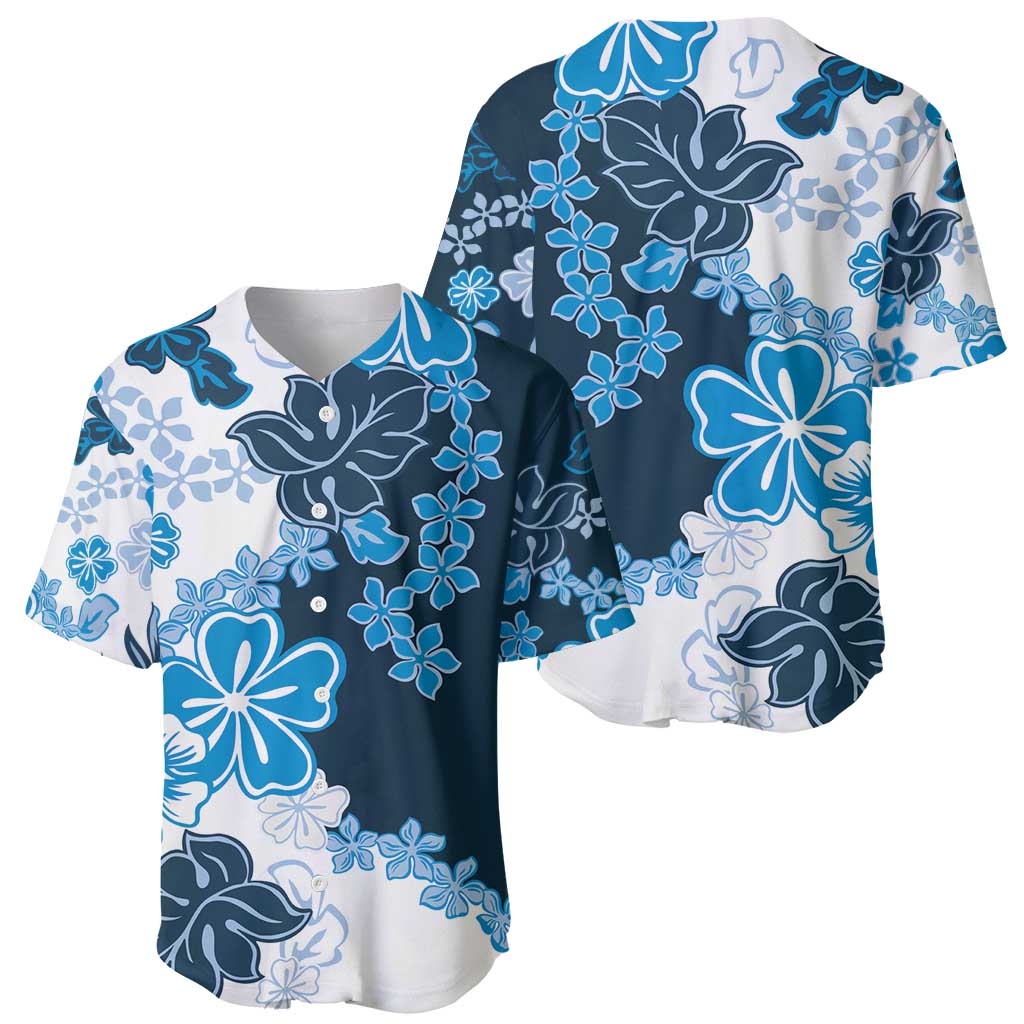 Blue Hibiscus Plumeria Floral Baseball Jersey - Polynesian Pride
