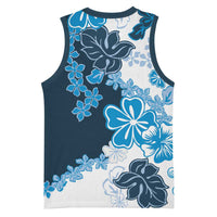 Blue Hibiscus Plumeria Floral Basketball Jersey - Polynesian Pride
