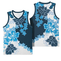 Blue Hibiscus Plumeria Floral Basketball Jersey - Polynesian Pride