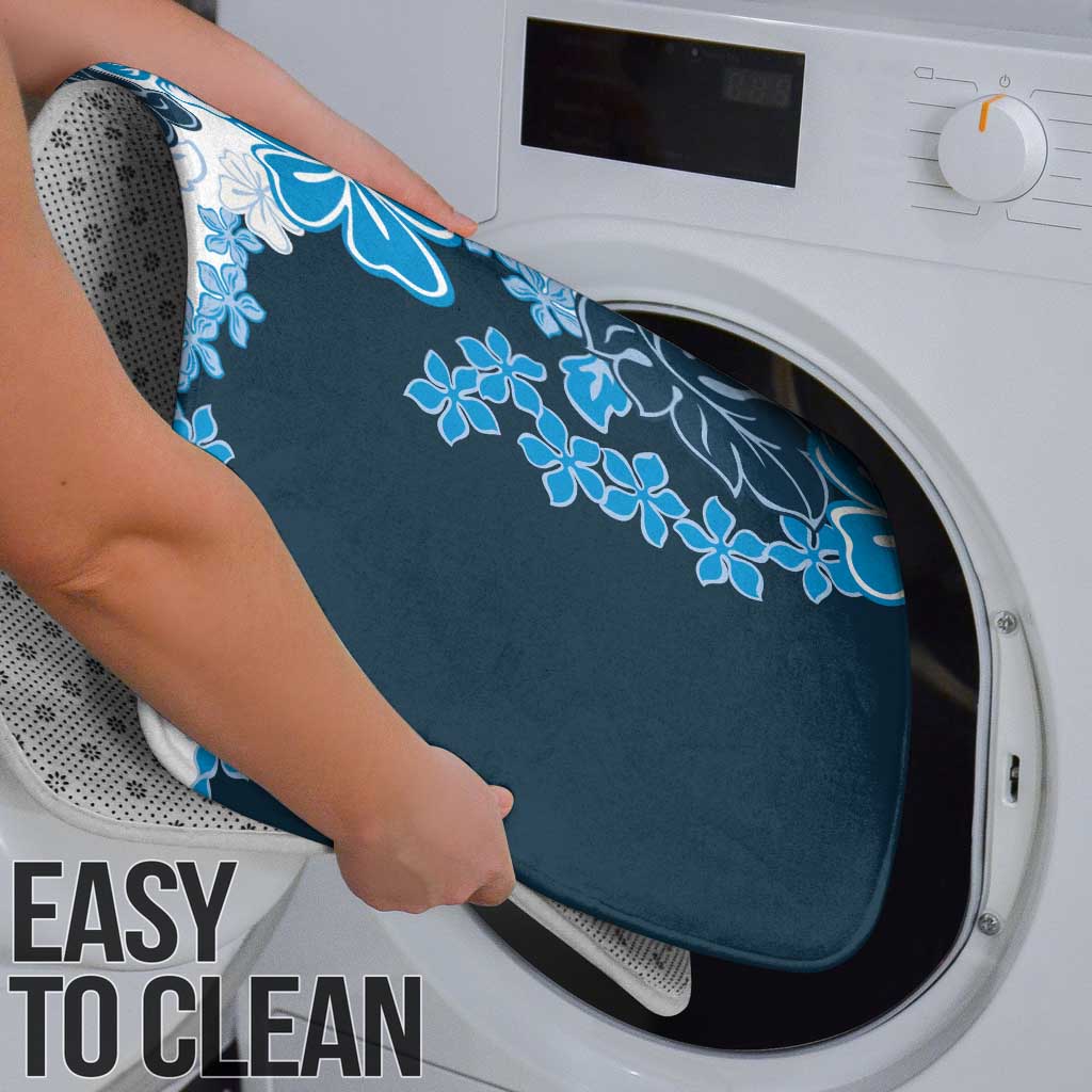 Blue Hibiscus Plumeria Floral Bathroom Set - Polynesian Pride