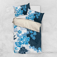 Blue Hibiscus Plumeria Floral Bedding Set - Polynesian Pride