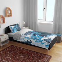 Blue Hibiscus Plumeria Floral Bedding Set - Polynesian Pride
