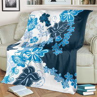Blue Hibiscus Plumeria Floral Blanket - Polynesian Pride