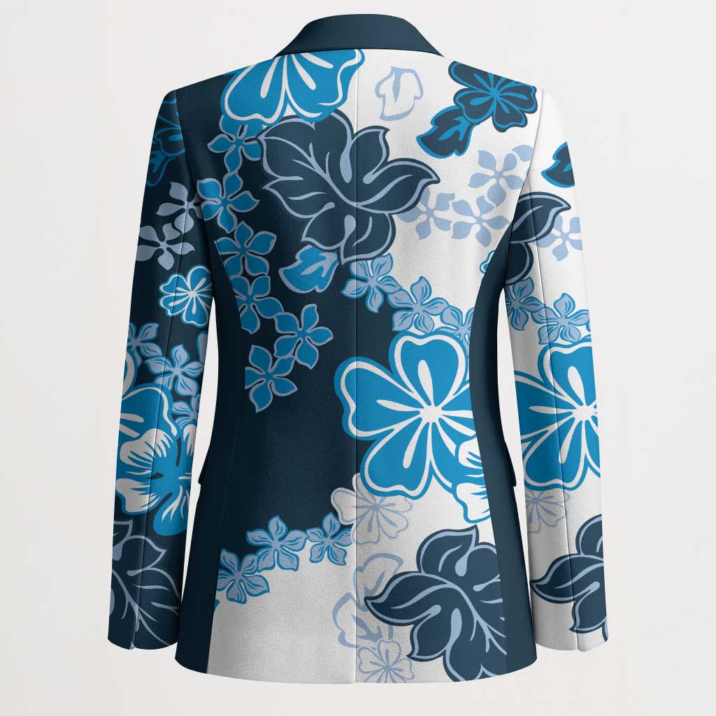 Blue Hibiscus Plumeria Floral Blazer LT01 - Polynesian Pride