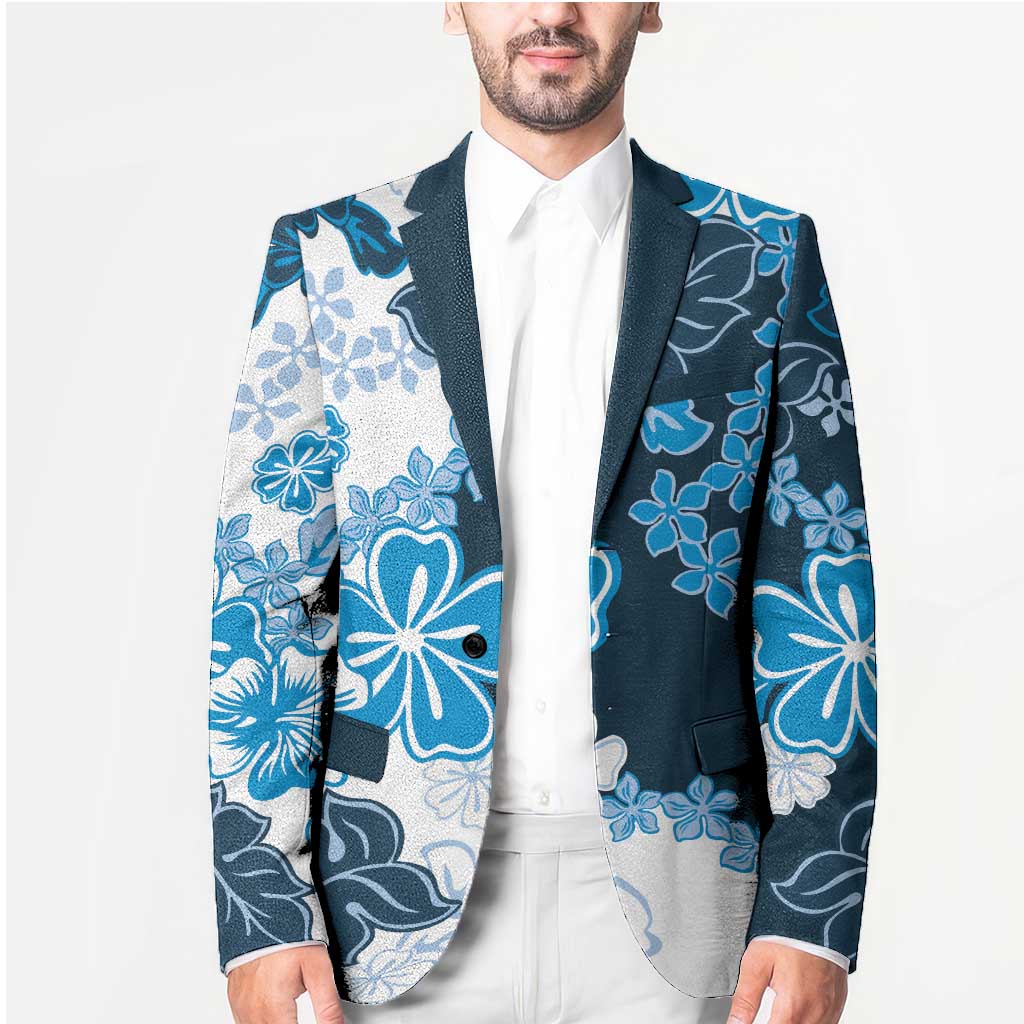 Blue Hibiscus Plumeria Floral Blazer LT01 - Polynesian Pride