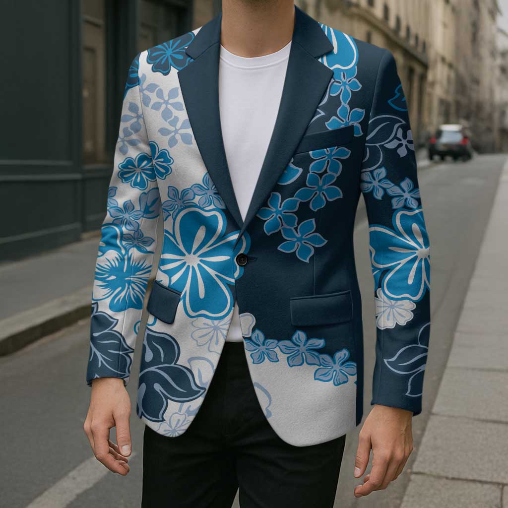Blue Hibiscus Plumeria Floral Blazer LT01 - Polynesian Pride