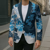 Blue Hibiscus Plumeria Floral Blazer LT01 - Polynesian Pride