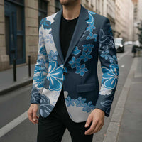 Blue Hibiscus Plumeria Floral Blazer LT01 - Polynesian Pride