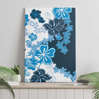 Blue Hibiscus Plumeria Floral Canvas Wall Art - Polynesian Pride
