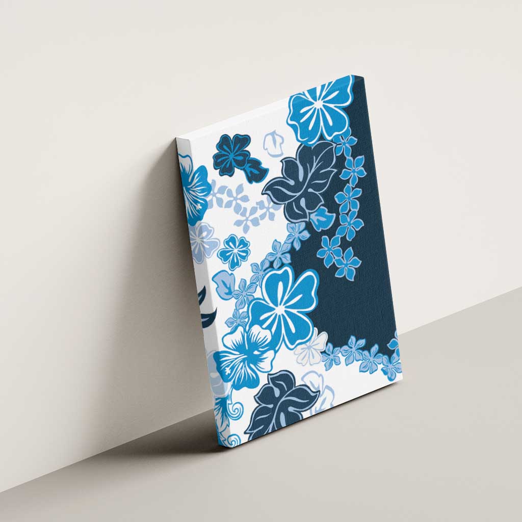 Blue Hibiscus Plumeria Floral Canvas Wall Art - Polynesian Pride