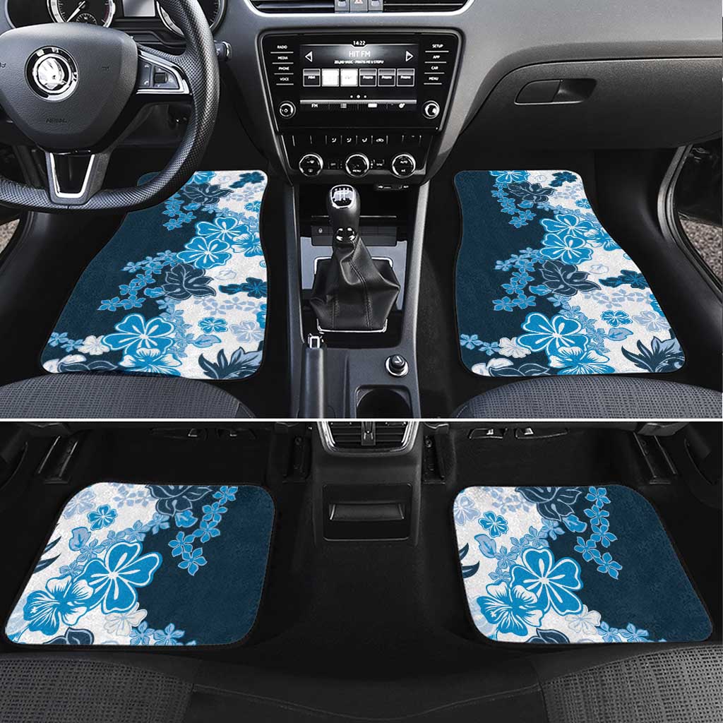 Blue Hibiscus Plumeria Floral Car Mats - Polynesian Pride