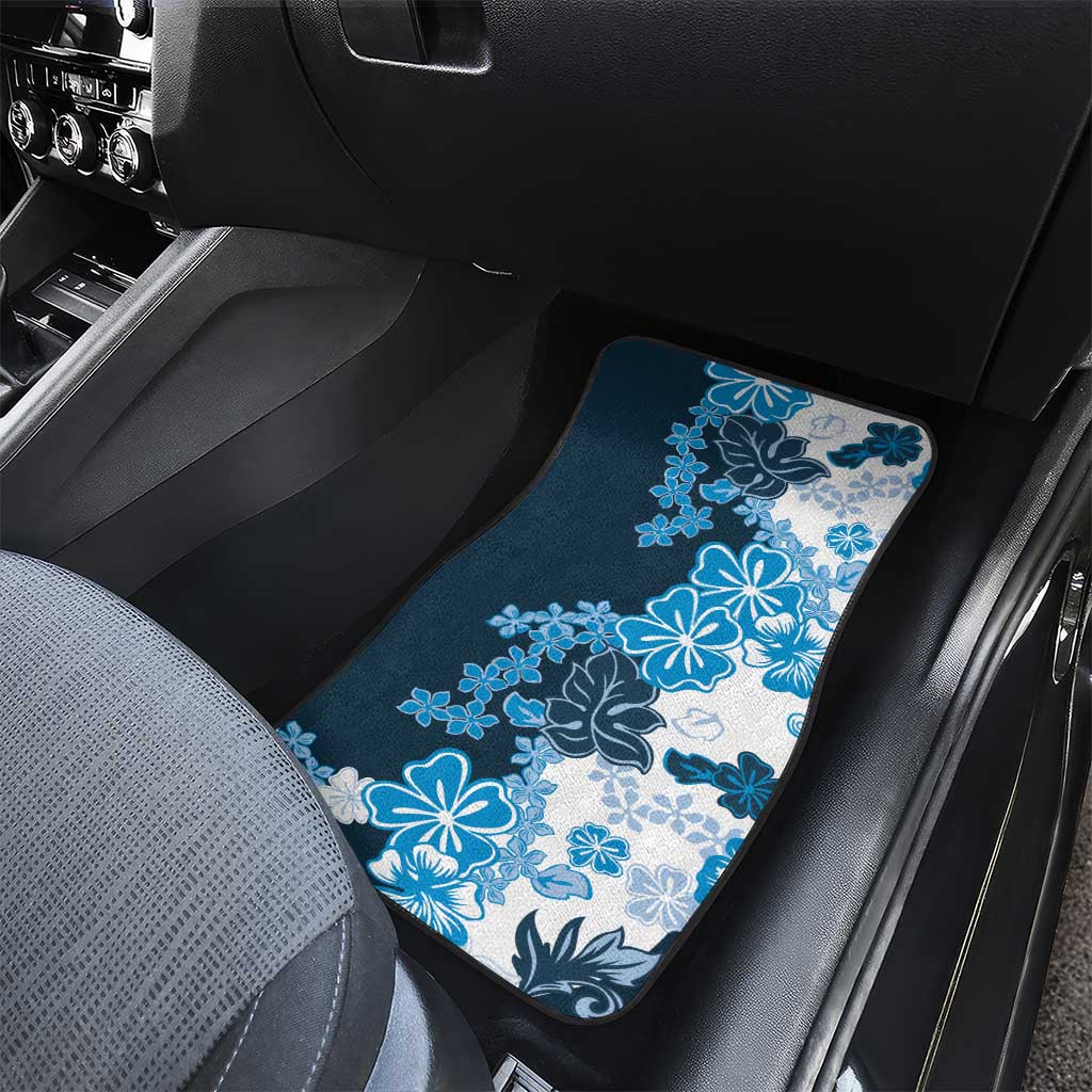 Blue Hibiscus Plumeria Floral Car Mats - Polynesian Pride