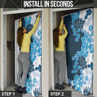 Blue Hibiscus Plumeria Floral Door Cover - Polynesian Pride