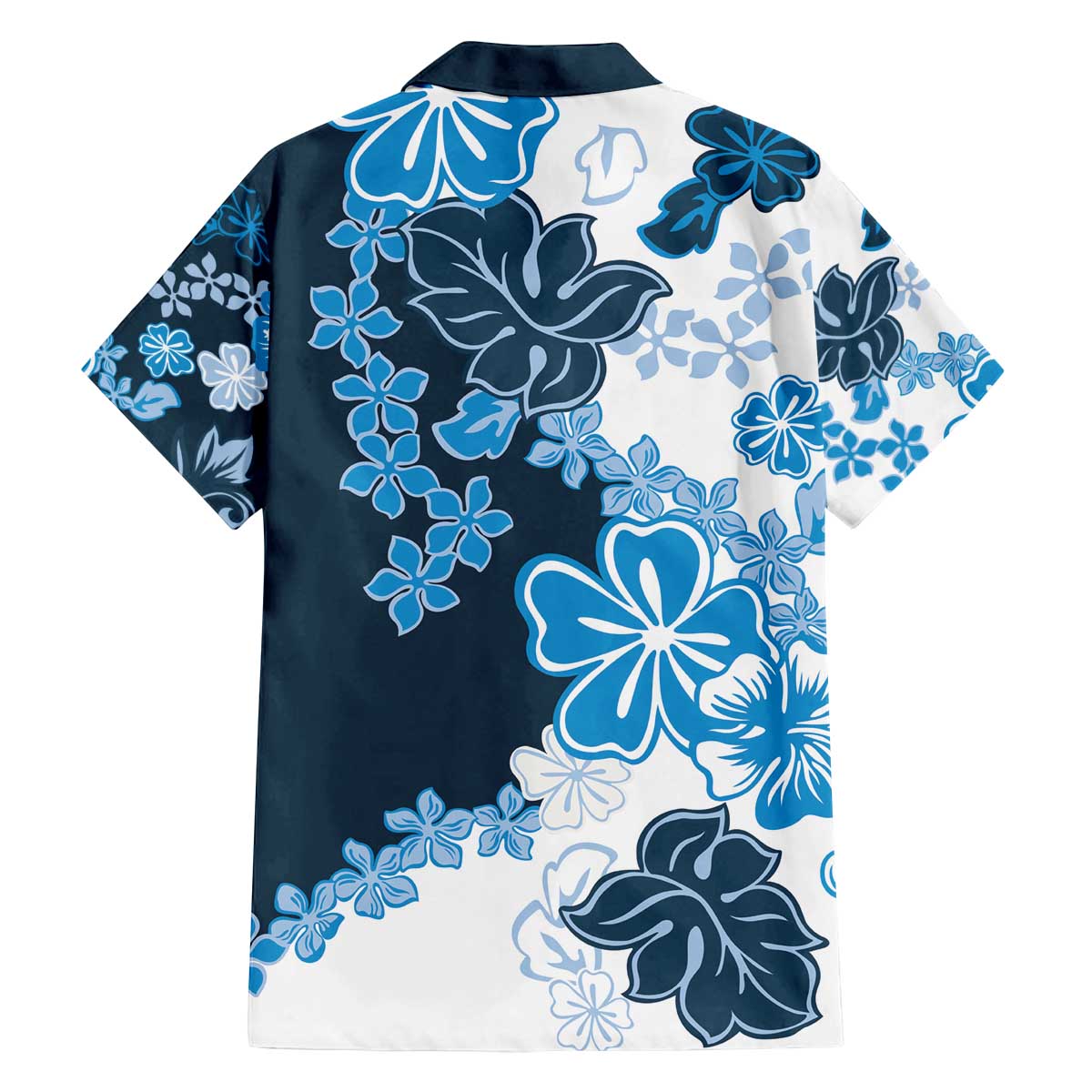 Blue Hibiscus Plumeria Floral Family Matching Off The Shoulder Long Sleeve Dress and Hawaiian Shirt - Polynesian Pride