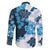 Blue Hibiscus Plumeria Floral Family Matching Summer Maxi Dress and Hawaiian Shirt - Polynesian Pride