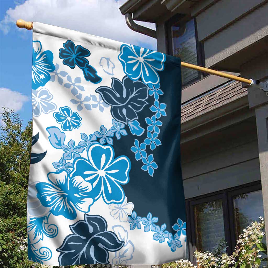 Blue Hibiscus Plumeria Floral Garden Flag - Polynesian Pride