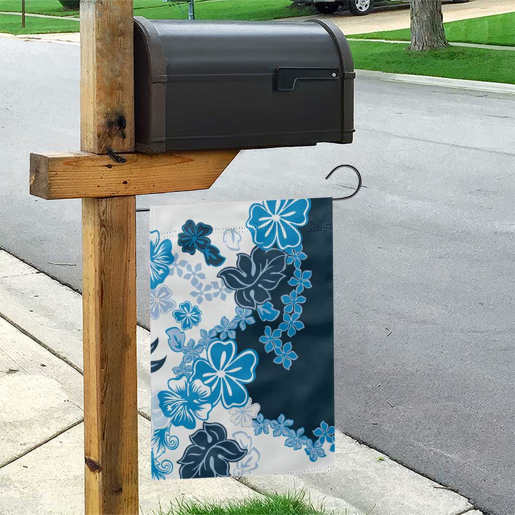 Blue Hibiscus Plumeria Floral Garden Flag - Polynesian Pride