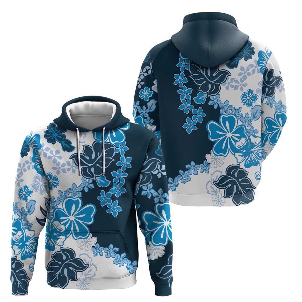 Blue Hibiscus Plumeria Floral Hoodie - Polynesian Pride