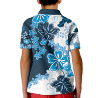Blue Hibiscus Plumeria Floral Kid Polo Shirt - Polynesian Pride