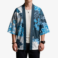 Blue Hibiscus Plumeria Floral Kimono - Polynesian Pride